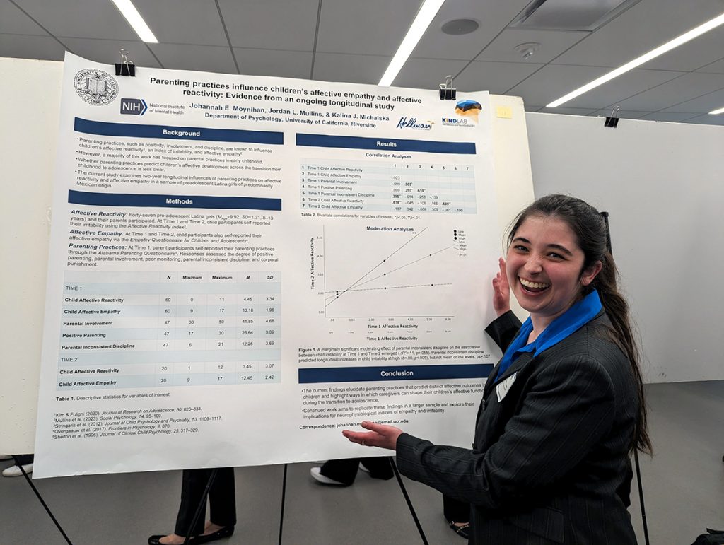 Psychology students presenting research poster