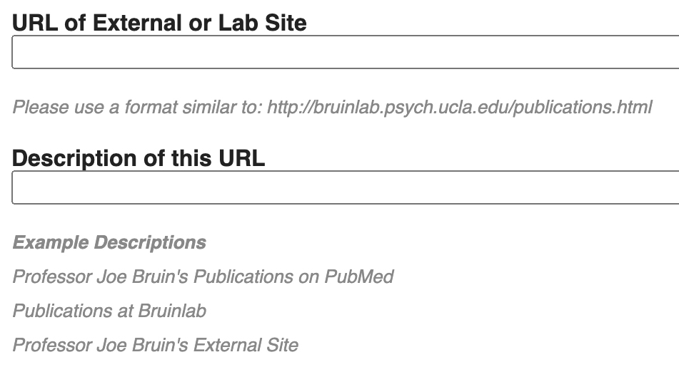 URL and description of lab site